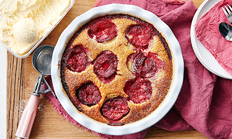 Plum and vanilla clafoutis