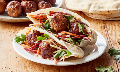 Pork and slaw pita pockets
