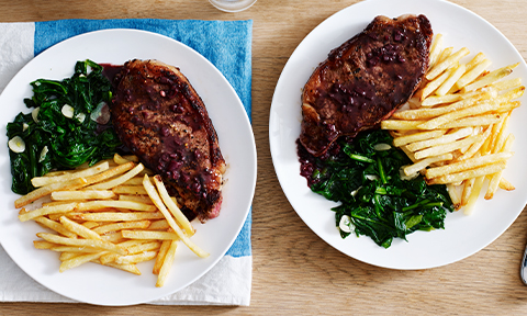Porterhouse steak with red wine sauce
