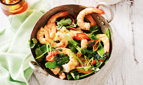 Prawn and kale stir-fry