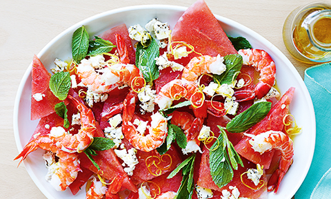 Prawn, watermelon and fetta salad