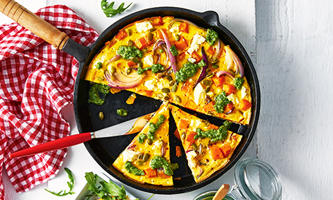 Pumpkin and fetta frittata