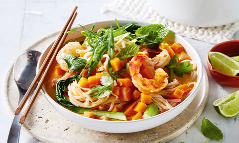 Quick pumpkin and prawn laksa