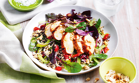 Quinoa and brown rice salad with chicken