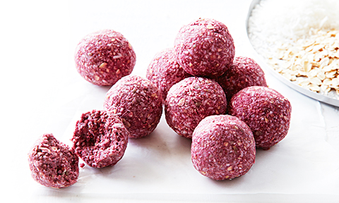 Raspberry smoothie bliss balls