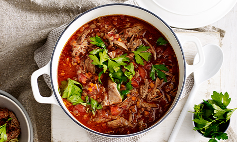 Rich lamb ragu with red wine and herbs