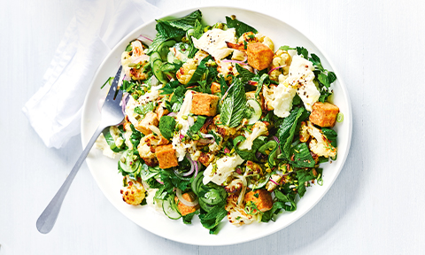 Roast cauliflower and tempeh salad