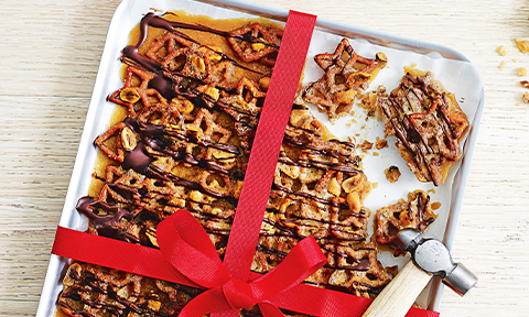 Salted caramel pretzel bark