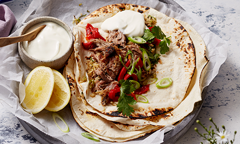 Slow-roasted Cajun lamb burritos