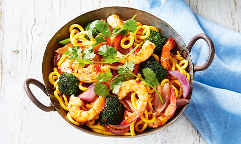 Speedy honey and soy prawn stir-fry