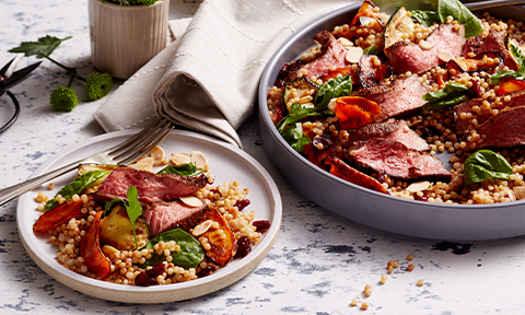 Spiced beef and pearl couscous salad