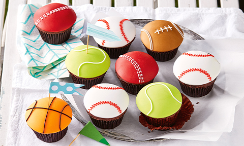 Sports ball chocolate cupcakes
