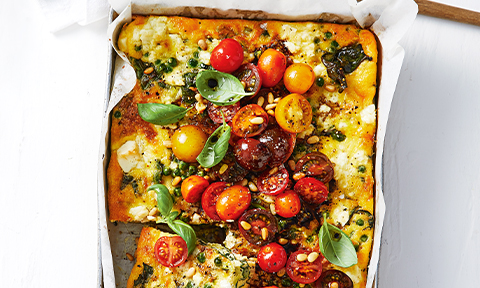 Spring green frittata with tomato salsa