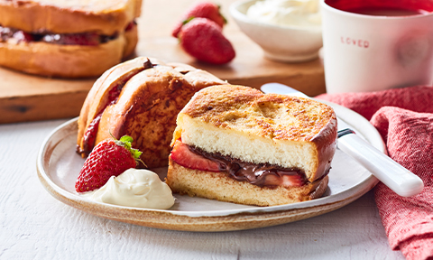 Strawberry and hazelnut French toast sandwich