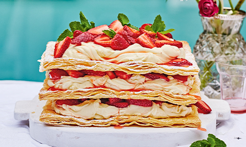 Strawberry cheesecake stack