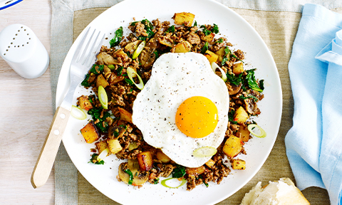 Swede, Potato and Beef Hash with a Fried Egg Recipe | Coles