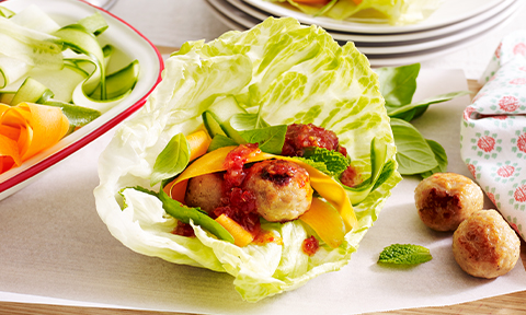 Thai meatballs in lettuce wraps