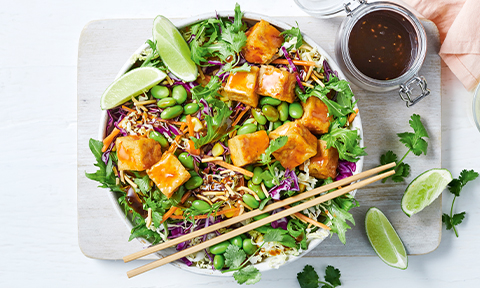 Tofu and edamame salad