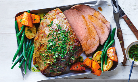 Traditional roast beef with veg