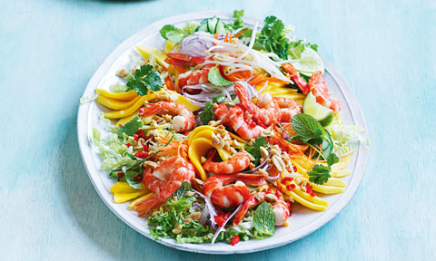 Vietnamese-style mango and prawn no-cook salad