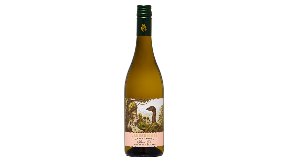 A bottle of Land of Giants Pinot Gris 