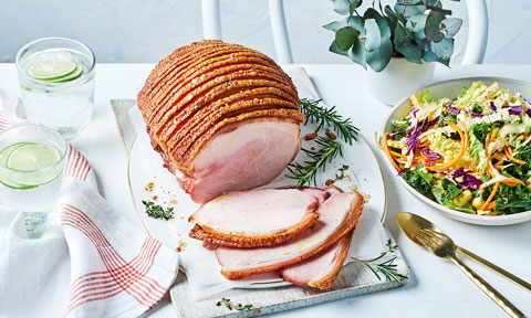 Crackling ham boneless leg thickly sliced