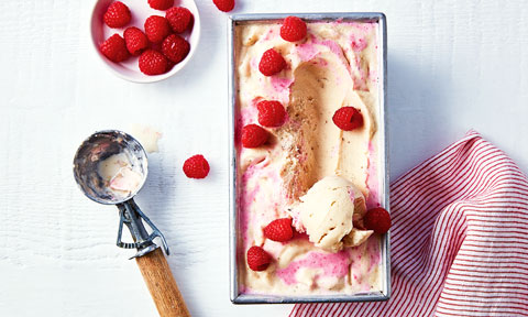 Banana and berry swirl frozen yoghurt