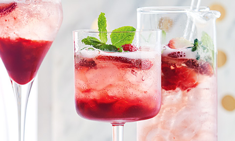 Raspberry and prosecco punch