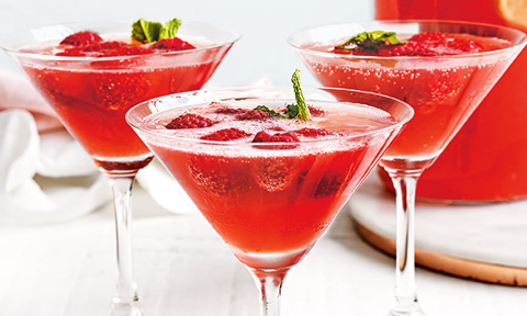 Raspberry gin fizz