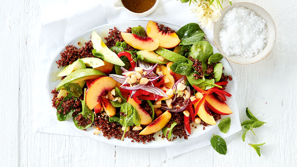 Curtis Stone's peach and quinoa salad with dressing