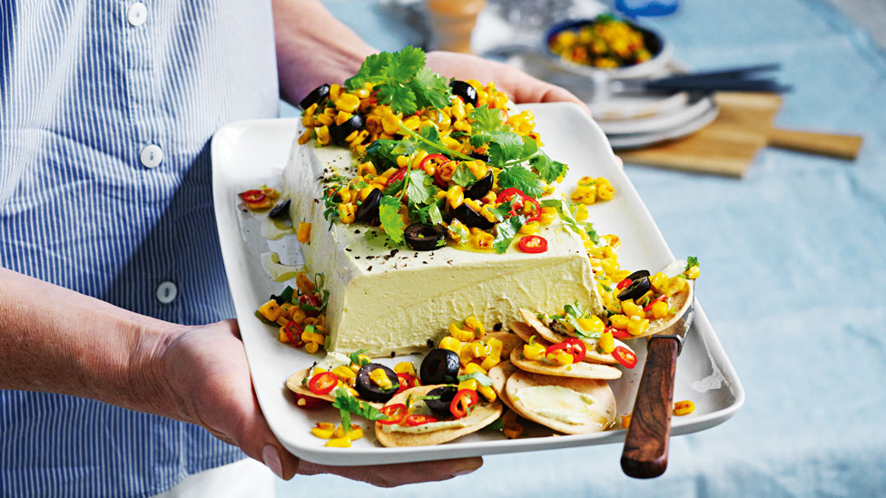 Avocado terrine with toasted corn salsa