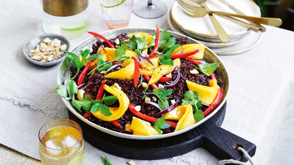 Mango and black rice salad