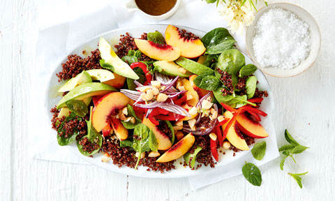 Curtis Stone's peach and quinoa salad with dressing