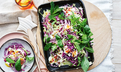 Crunchy slaw with yoghurt and chilli dressing