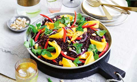 Mango and black rice salad