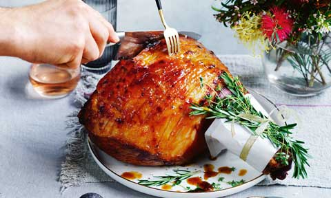 Curtis Stone’s peach and maple-glazed ham