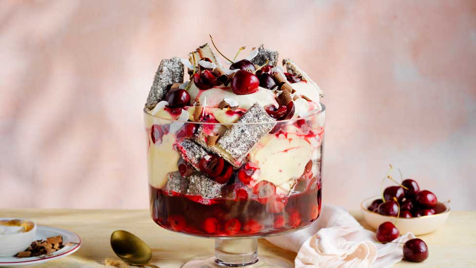 Choc-cherry lamington trifle