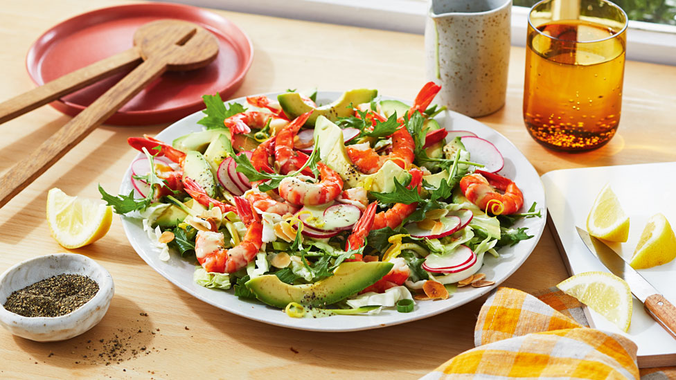 Prawn and avocado green goddess salad