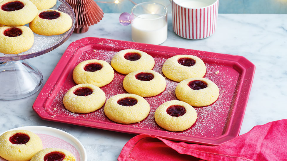 Sophie’s raspberry jam thumbprint cookies