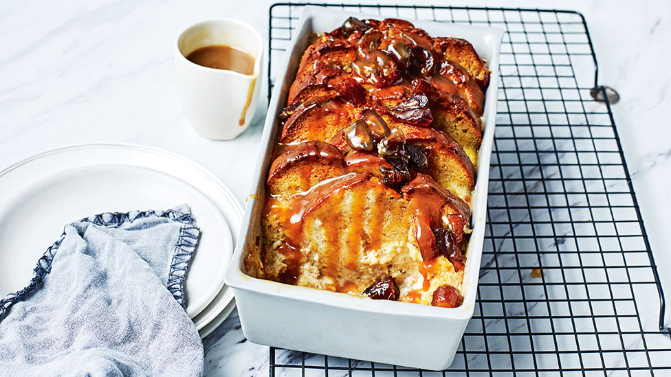 Cheat's banana bread and butter sticky date pudding