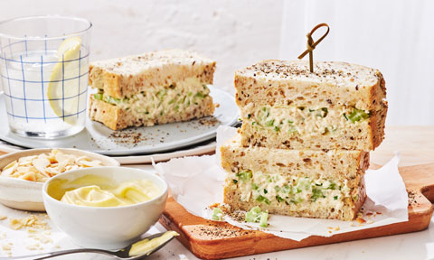 Celery, chive and chicken sandwiches