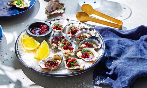 Brigitte’s vodka-cherry oysters