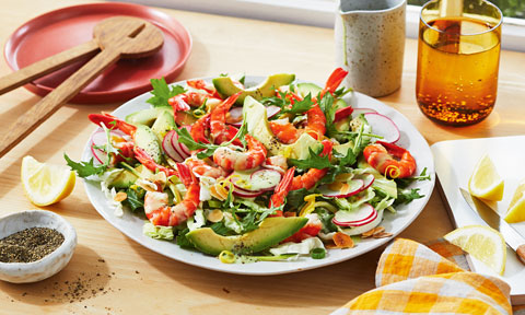 Prawn and avocado green goddess salad