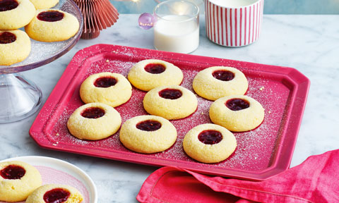 Sophie’s raspberry jam thumbprint cookies