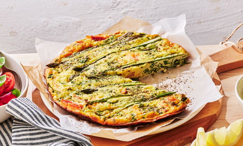 Kale, asparagus and smoked salmon frittata