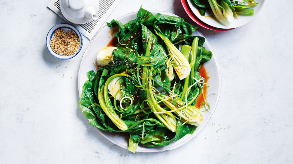 Mixed Asian greens with sesame seeds