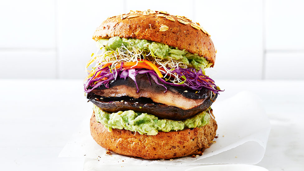 An Asian-style mushroom burger