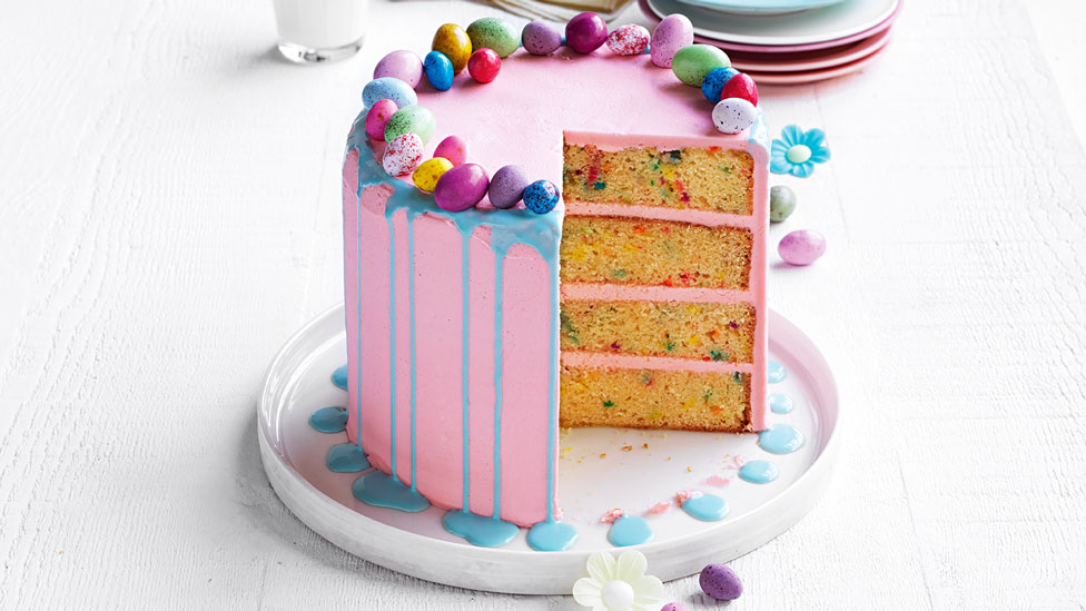 Three fourth of a funfetti Easter cake