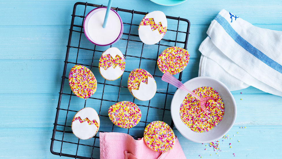 Eight shortbread Easter egg biscuits