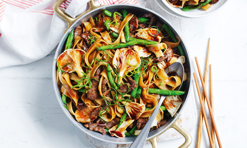 Curtis Stone's beef and green bean chow fun noodle stir-fry